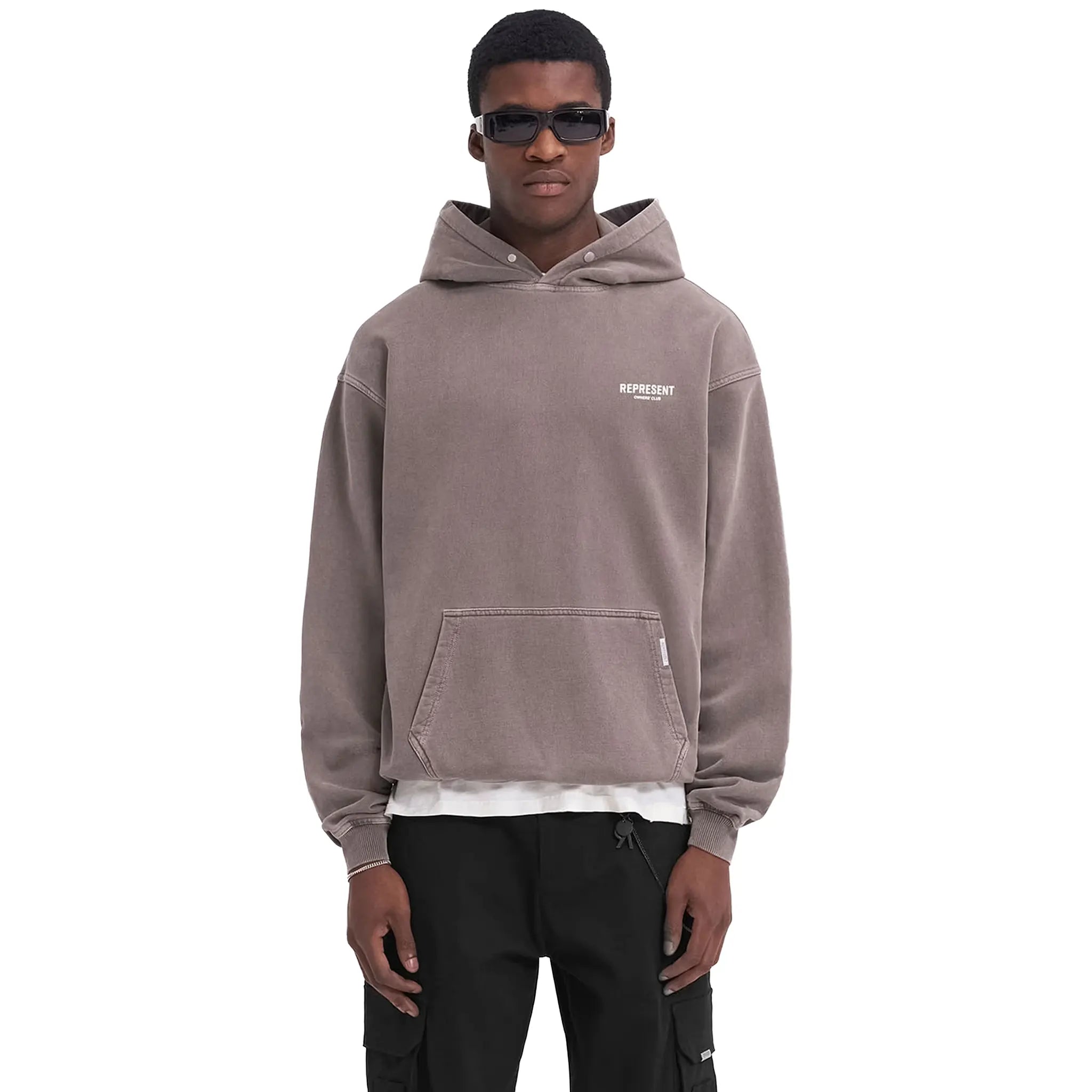 Front View of Represent Owners Club Fog Hoodie MH4004-292